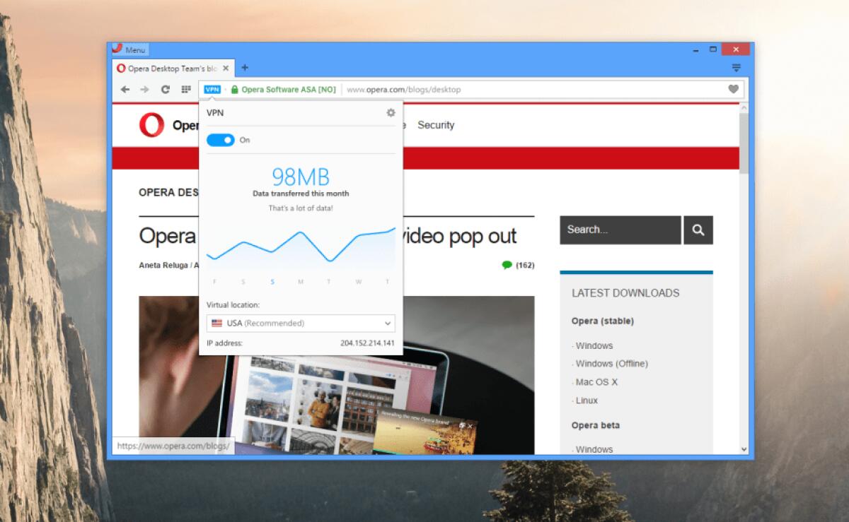 Opera è il primo browser internet che integra una VPN - 