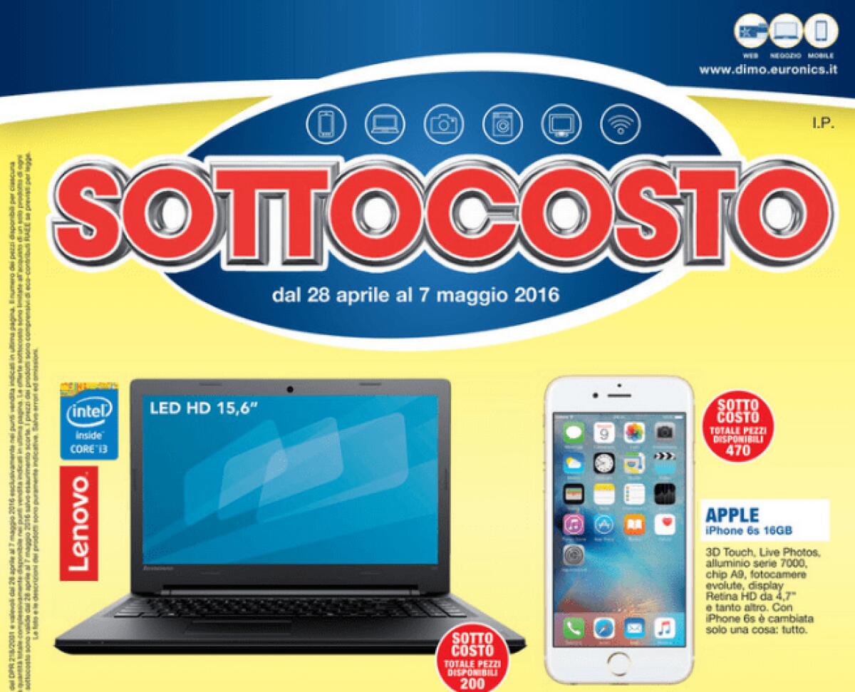 Euronics lancia il SOTTOCOSTO fino al 7 Maggio 2016 - 