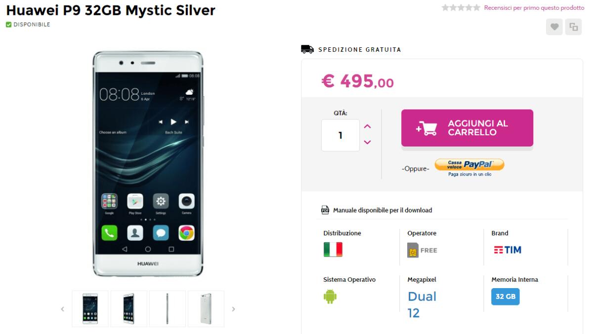 Huawei P9 già in offerta a soli 495 euro - 