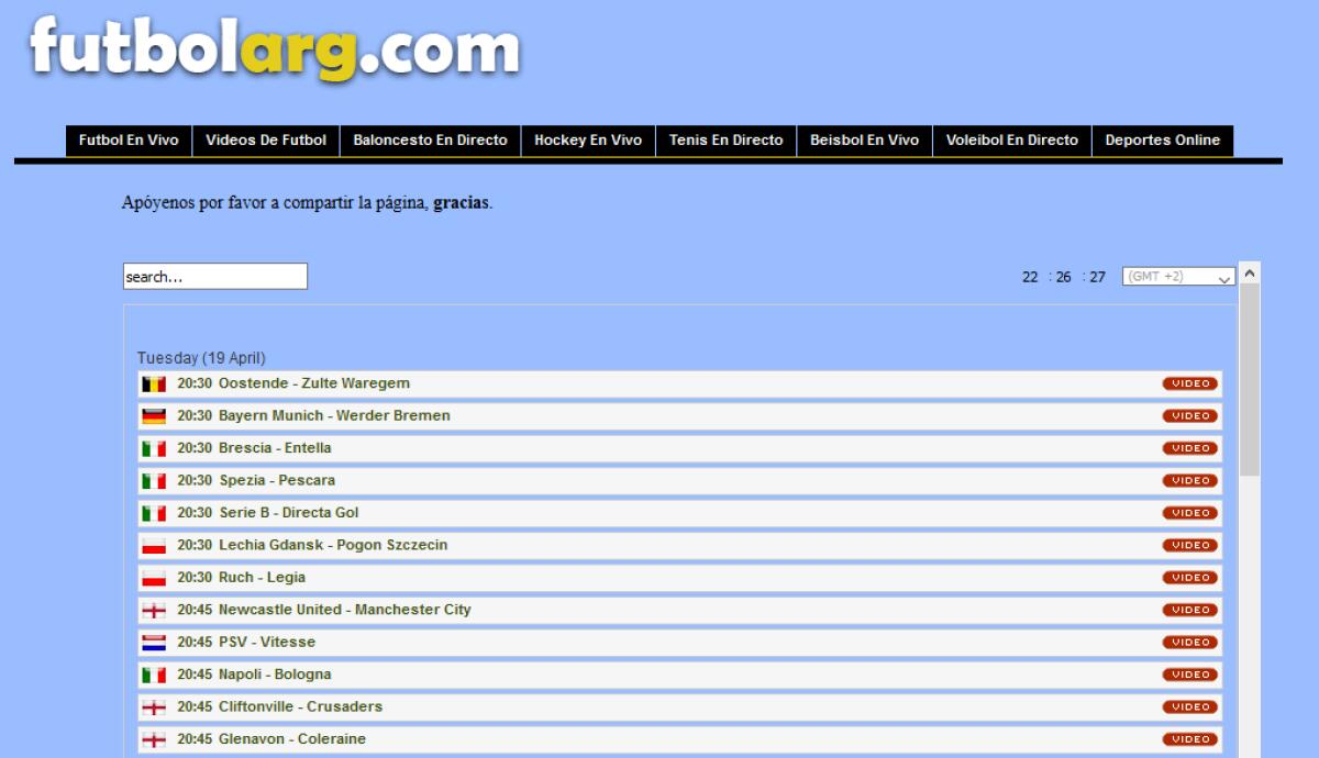 Futbolarg: Incredibile sito web per vedere tutto il Calcio in streaming gratis - 