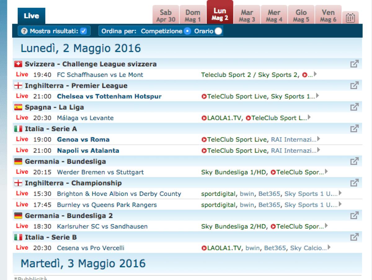Dove vedere partite di calcio in diretta e diretta streaming? - 