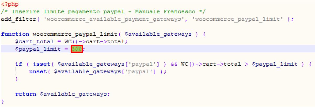 Impostare limite di pagamento per Paypal su WooCommerce - 