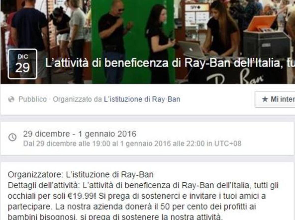 Attenti alla truffa degli occhiali Ray-Ban scontati su Facebook - 