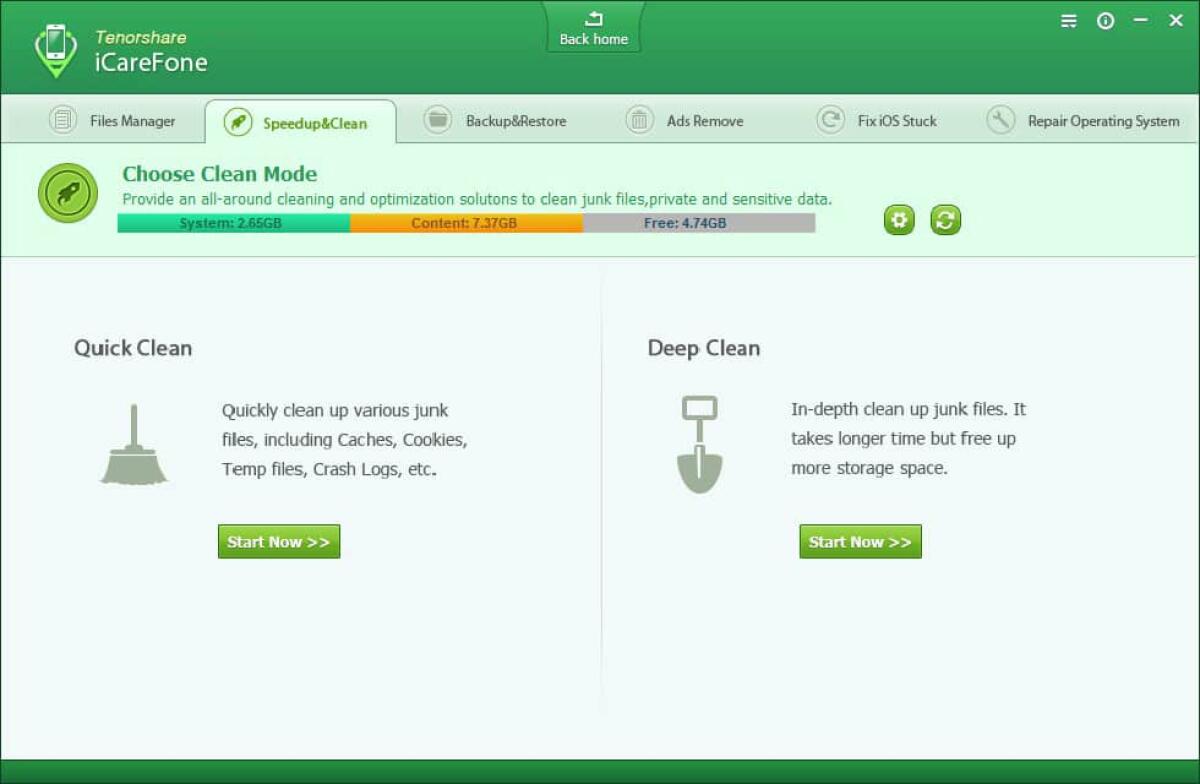 Ottimizzare dispositivi iOS con iCareFone - 
