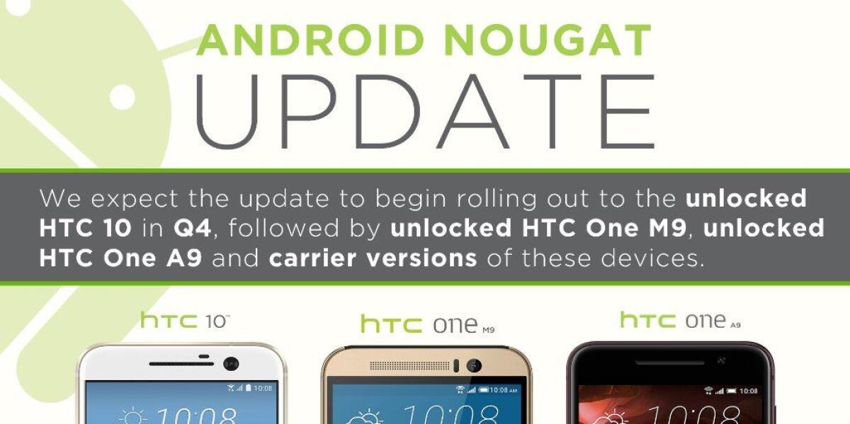 Quali smartphone HTC saranno aggiornati ad Android 7 Nougat? Nota ufficiale di HTC - 
