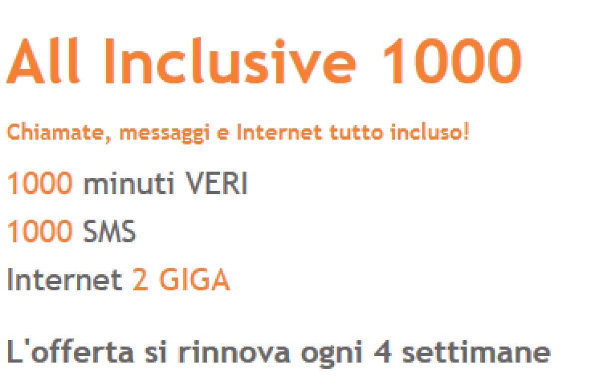 Attivare Wind All Inclusive 1000: 1000 minuti, 1000 SMS e 2GB a 9 euro ogni 28 giorni - 