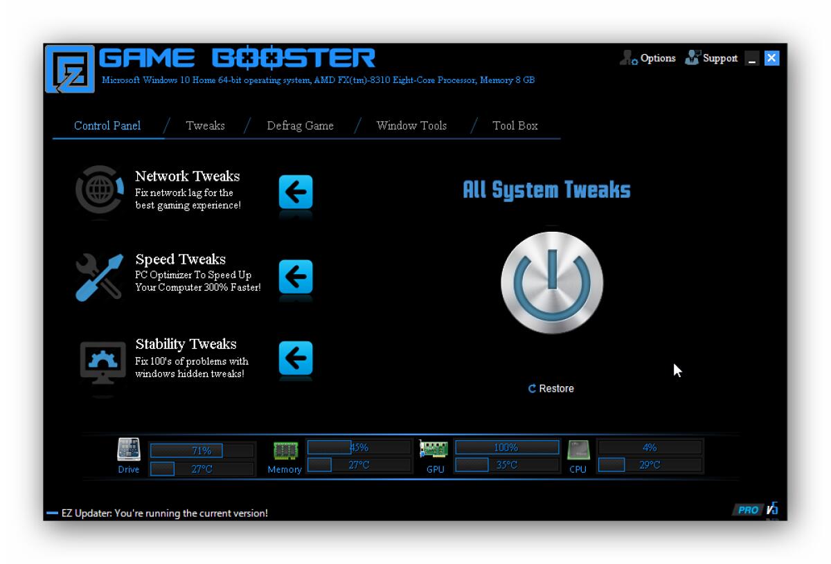 Velocizzare il PC quando giochi con EZ Game Booster - 