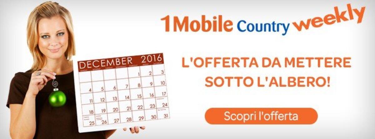 1Mobile Country Weekly: Minuti verso numeri internazionali ed Internet per solo 2€ a settimana - 