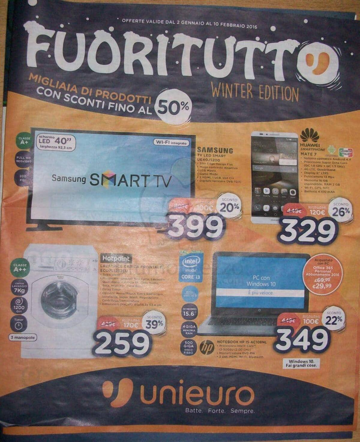 Fuori Tutto Winter Edition Unieuro 2-25 gennaio con sconti fino al 50% - 