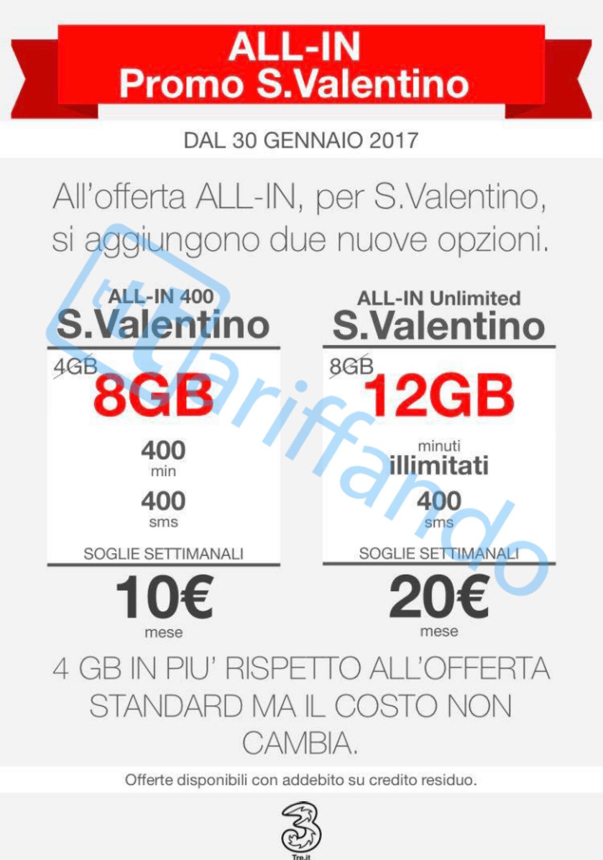 3 Italia: nuove offerte ALL-IN 400 e ALL-IN Unlimited San Valentino Edition - 