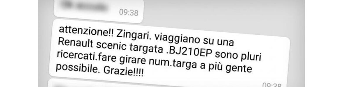 Bufale WhatsApp: Zingari Renault Scenic targa BJ210EP - 