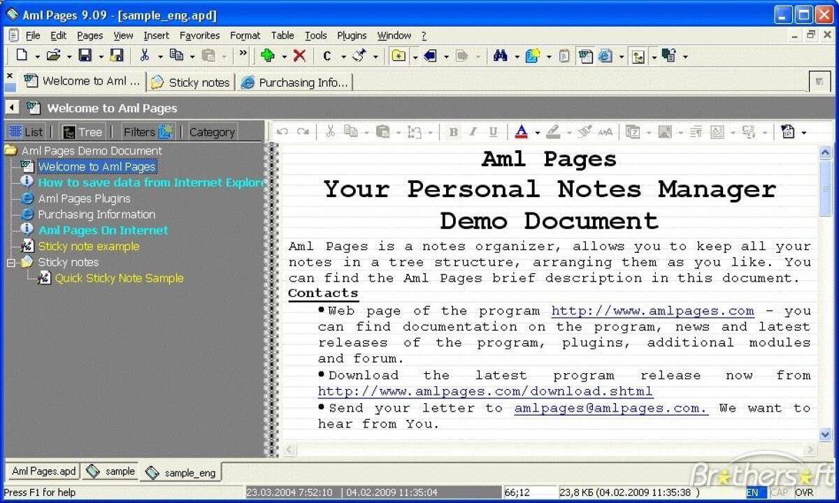 Aml Pages conserva tutte le tue informazioni sotto forma di albero - 
