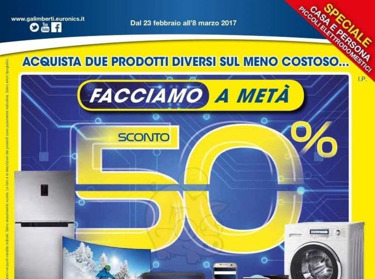 Euronics lancia Facciamo a metà: Due articoli ed il meno caro lo paghi la metà - 