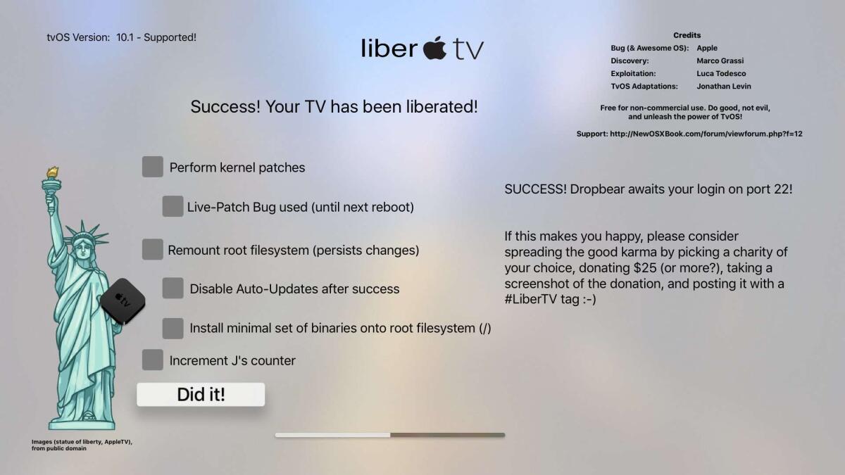 Disponibile LiberTV, il jailbreak per Apple TV 4 con tvOS 9.1 e 10.1 - 