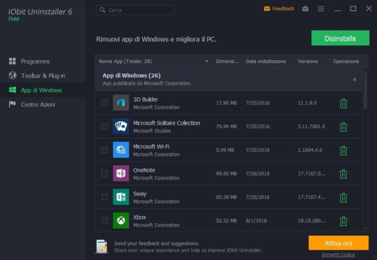 iOBit Uninstaller Pro: Disinstallare programmi, plugin browser ed App Windows - 