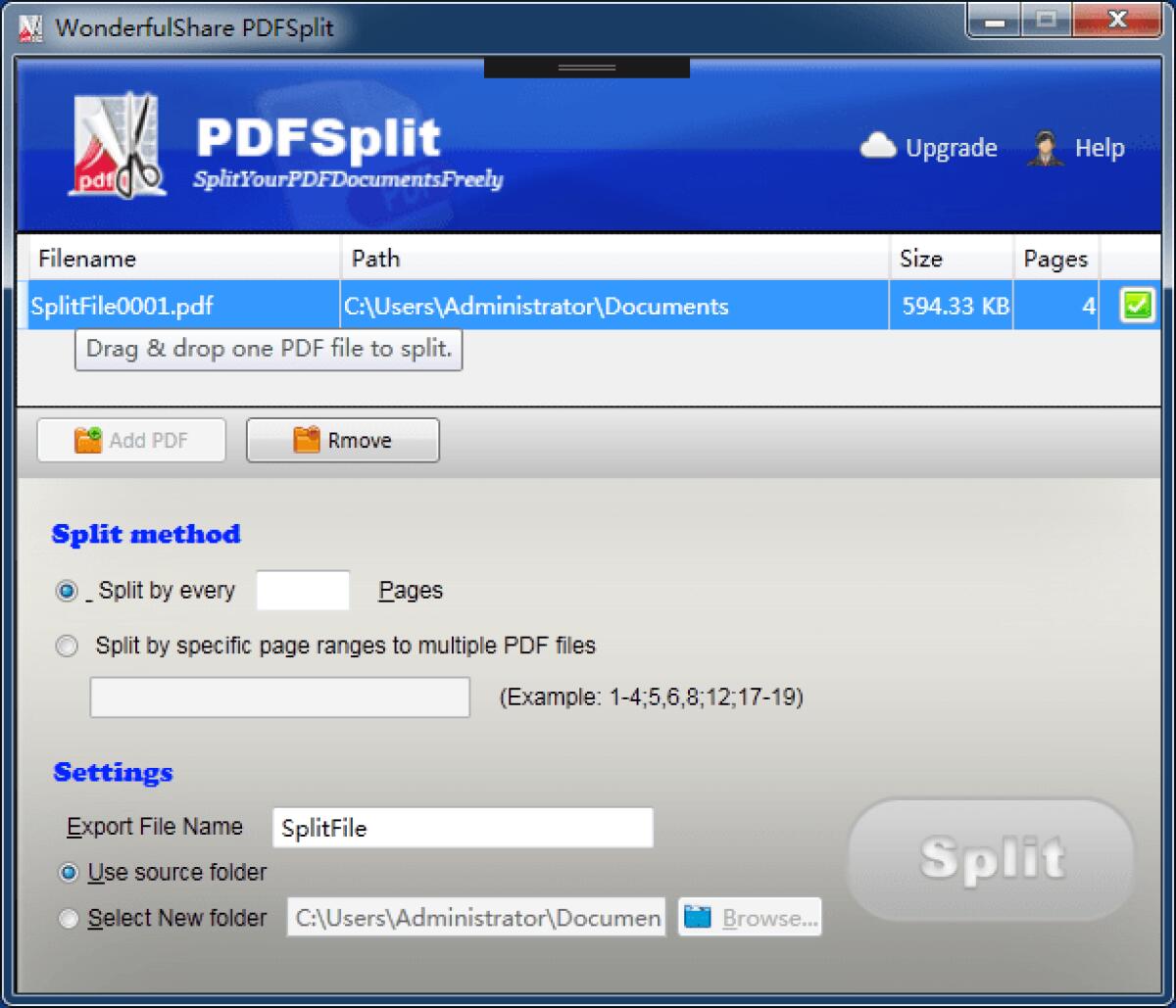 Dividere file PDF con PDFSplit - 