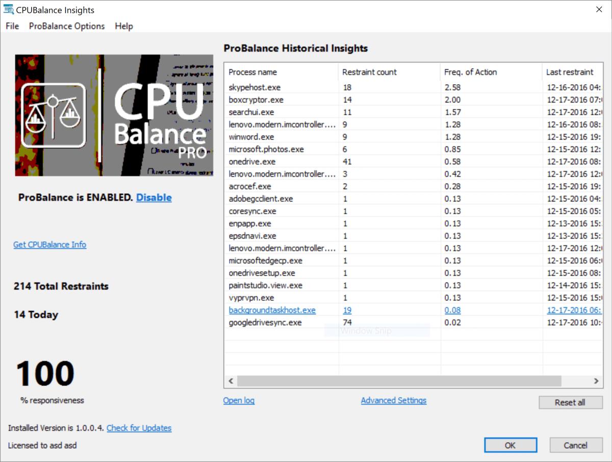 Gestire carico CPU per velocizzare Windows con CPUBalance Pro - 