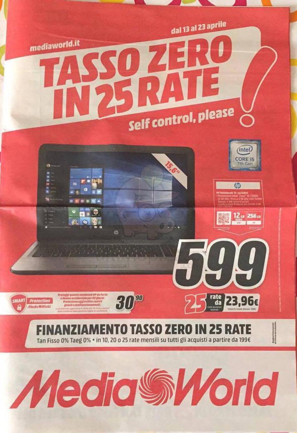 Volantino Mediaworld 13-23 Aprile 2017 con il Tasso ZERO - 