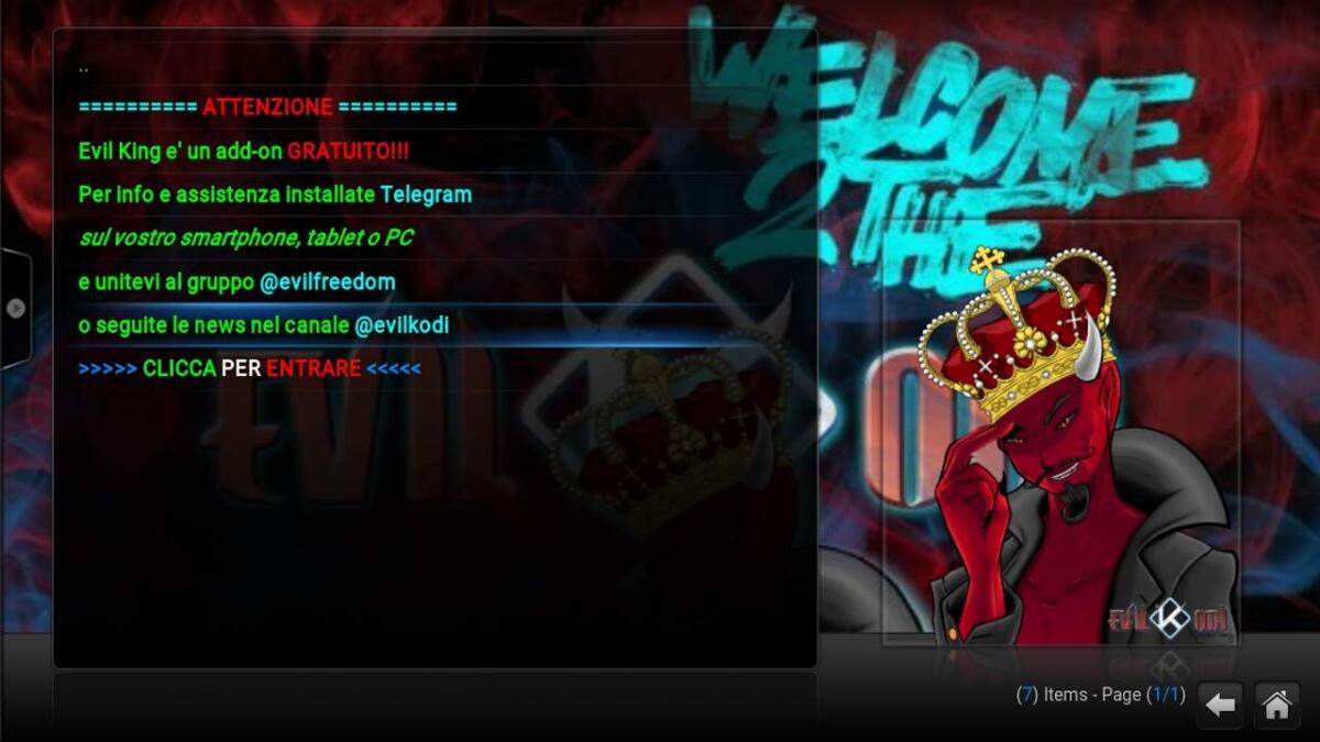 Ultima versione Evil King Plus 3.0.4 per Kodi: Tante IPTV di qualità in Italiano - 