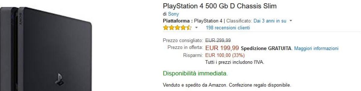 Sony PlayStation 4 Slim in super Offerta a 199 euro su Amazon - 