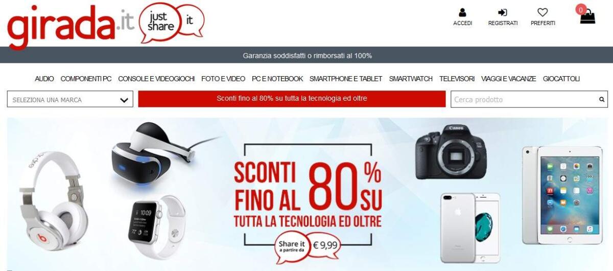 Cos'è e come funziona Girada.it? Il sito per comprare prodotti scontati dell'80% - 