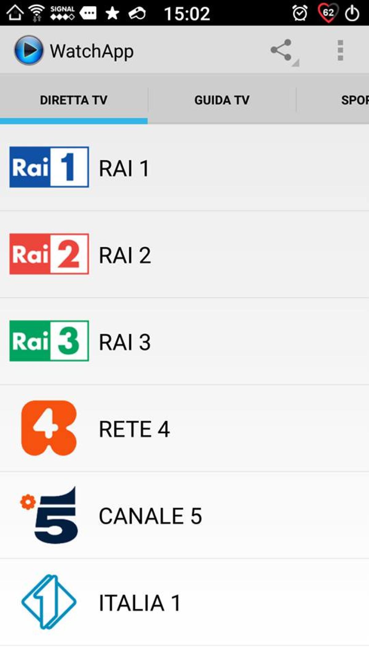 WatchApp: tv digitale e satellitare italiana in streaming su Android - 