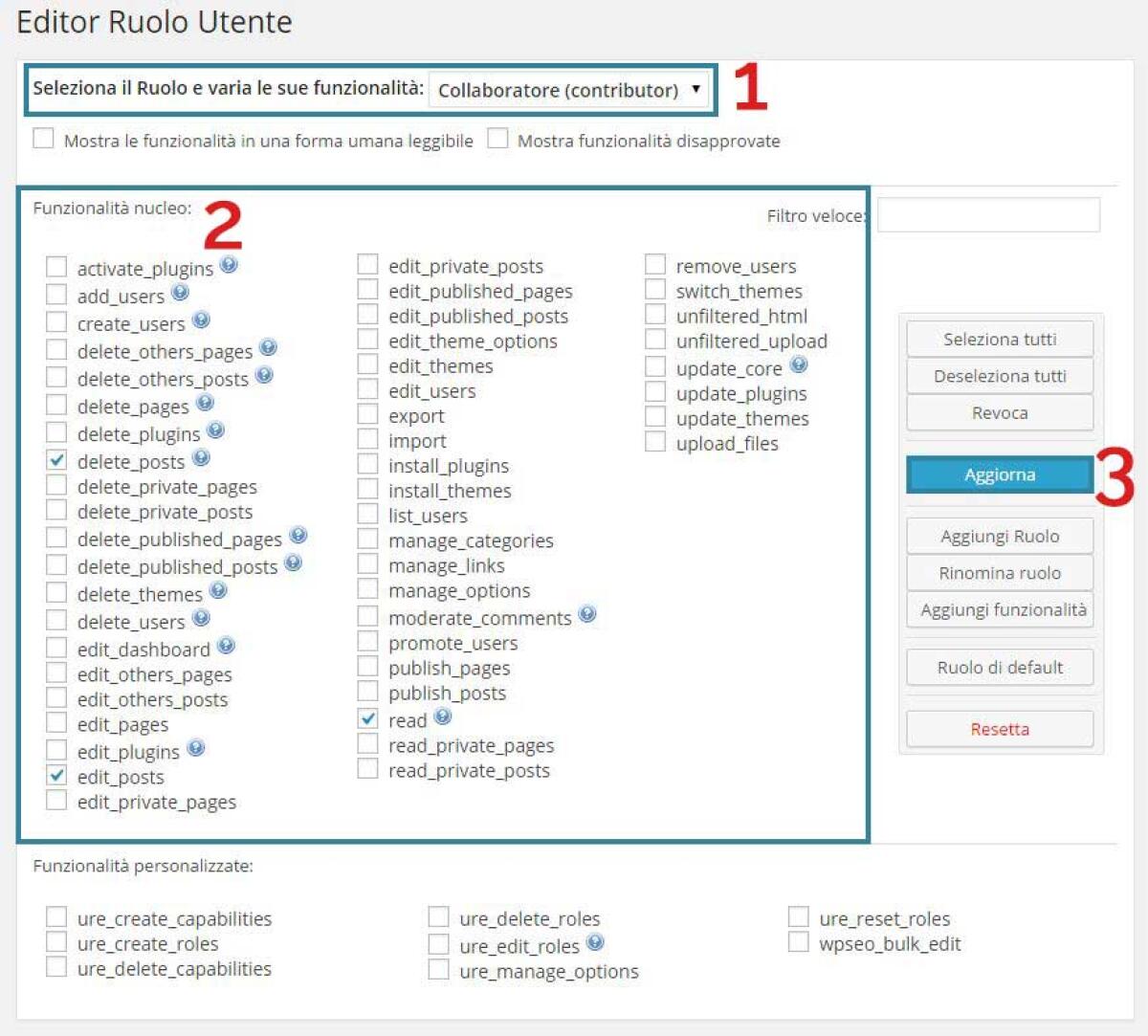 Modificare, gestire, aggiungere nuovo ruoli Utenti su Wordpress - 