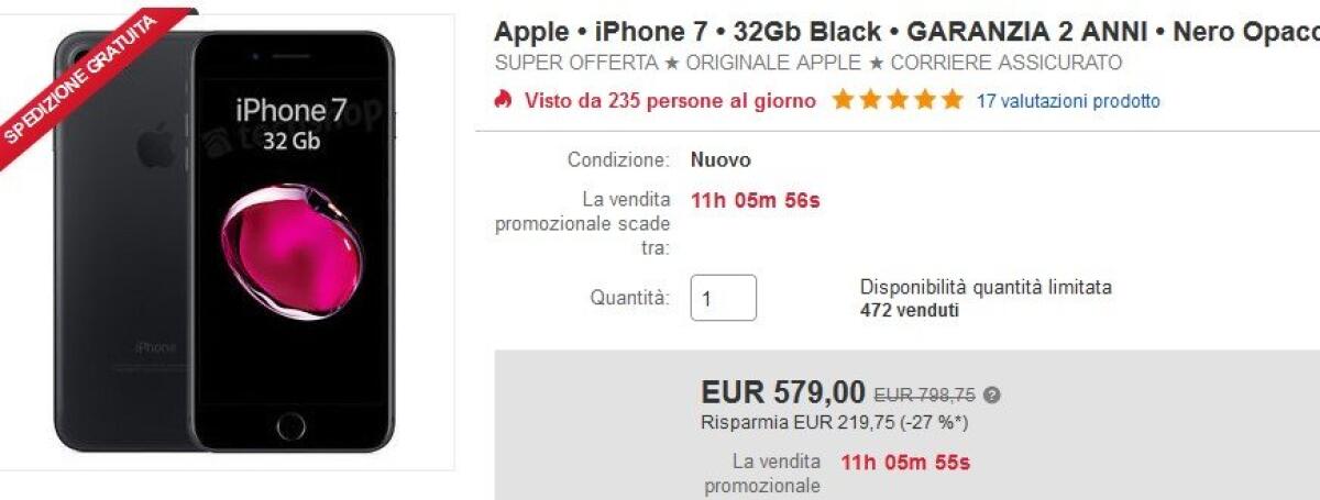 Super Offerta iPhone 7 a soli 579 euro - 