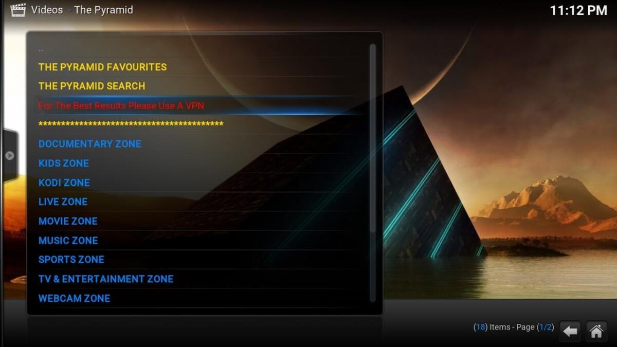 The Pyramid: Ottimo addon Kodi per vedere tutto lo Sport - 