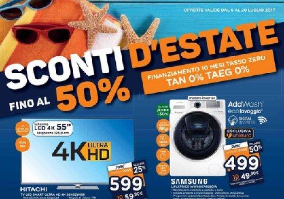 Unieuro lancia il volantino Sconti d’estate fino al 20 luglio - 