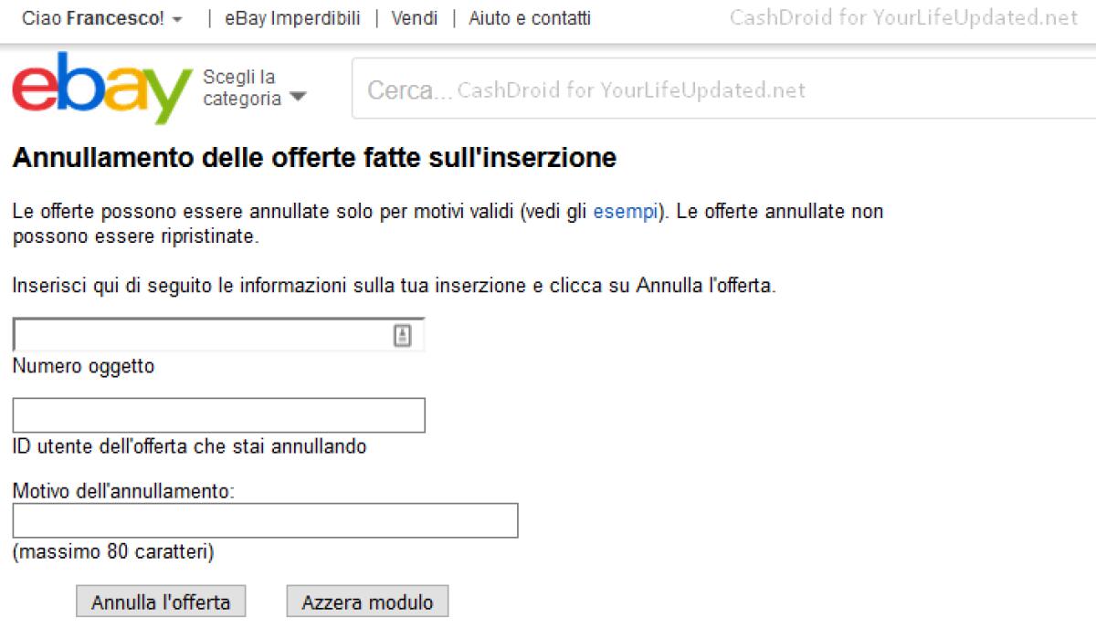 Come annullare o ritirare un'offerta su eBay [Guida e Link] - 