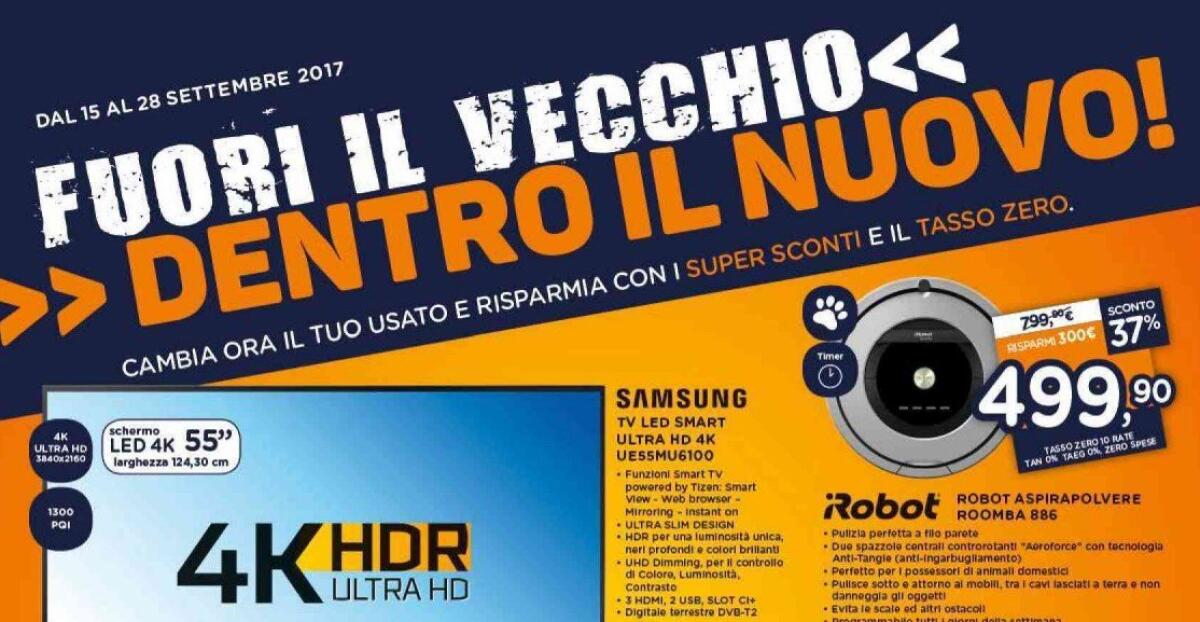 Unieuro lancia il Fuori il vecchio, dentro il nuovo! nel volantino fino al 28 settembre - 