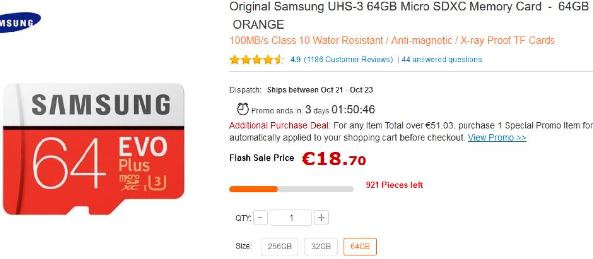 MicroSD Samsung U3 64GB a 14 euro con il nostro codice sconto - 