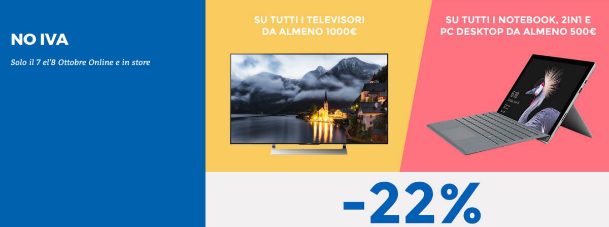 Weekend #NOIVA Unieuro su TV, Computer Notebook e Desktop - 