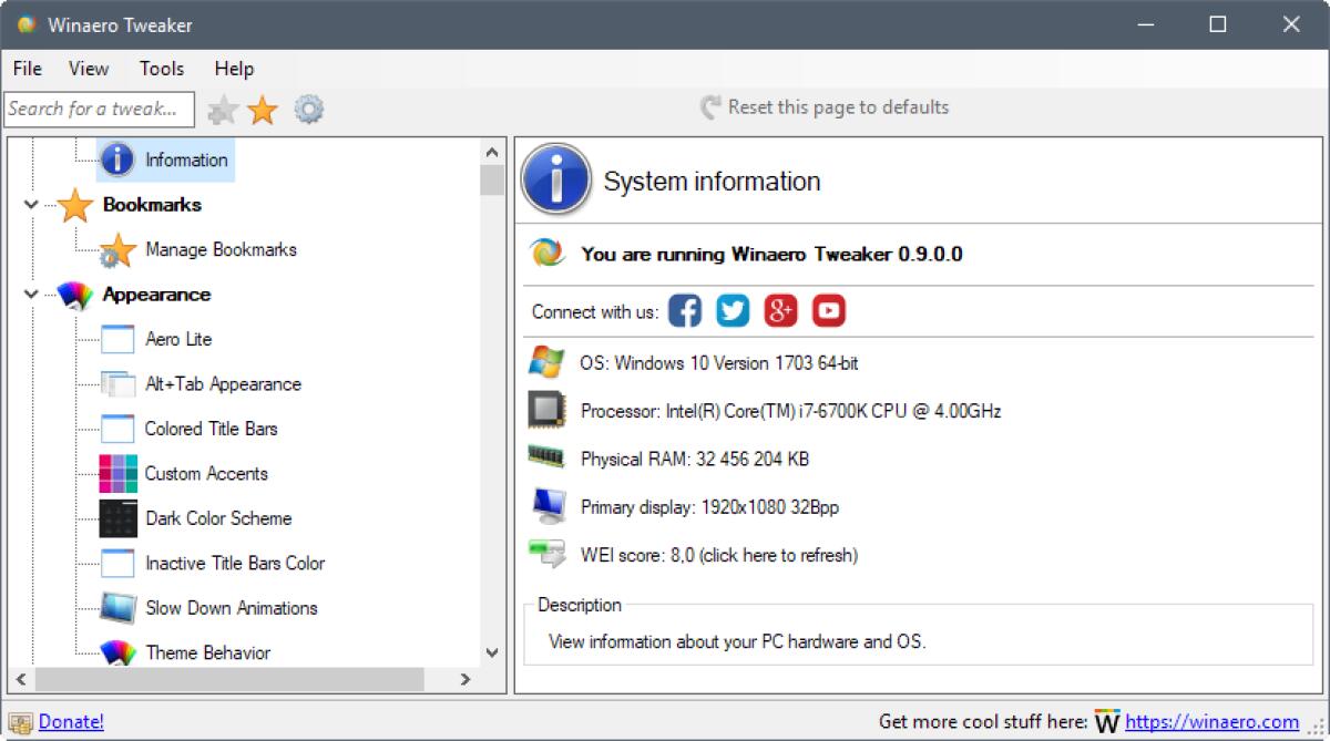 Winaero Tweaker: Accedere a tutte le impostazioni nascoste di Windows - 
