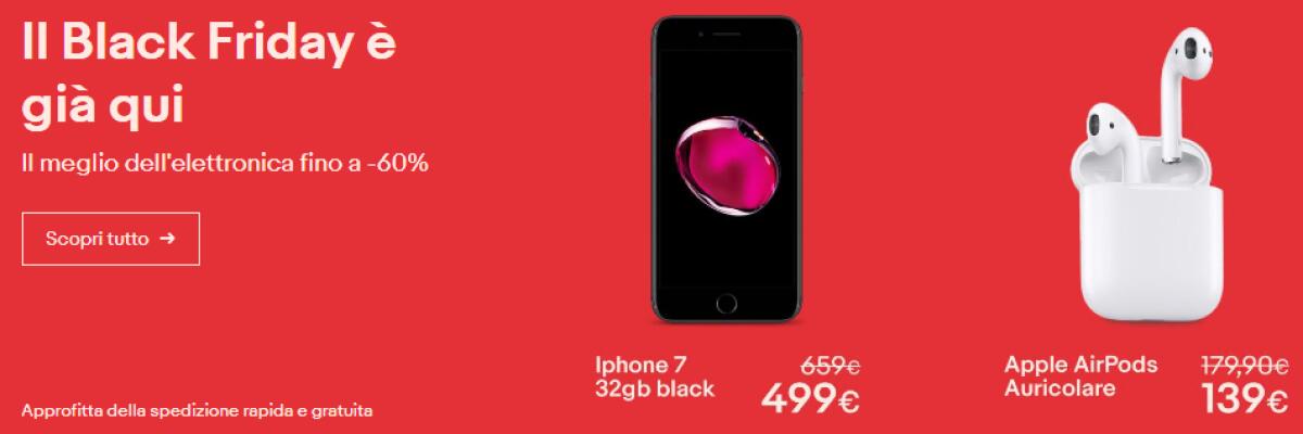 Black Friday 2017 eBay: iPhone X, Galaxy S8, P10, A5 in sconto - 