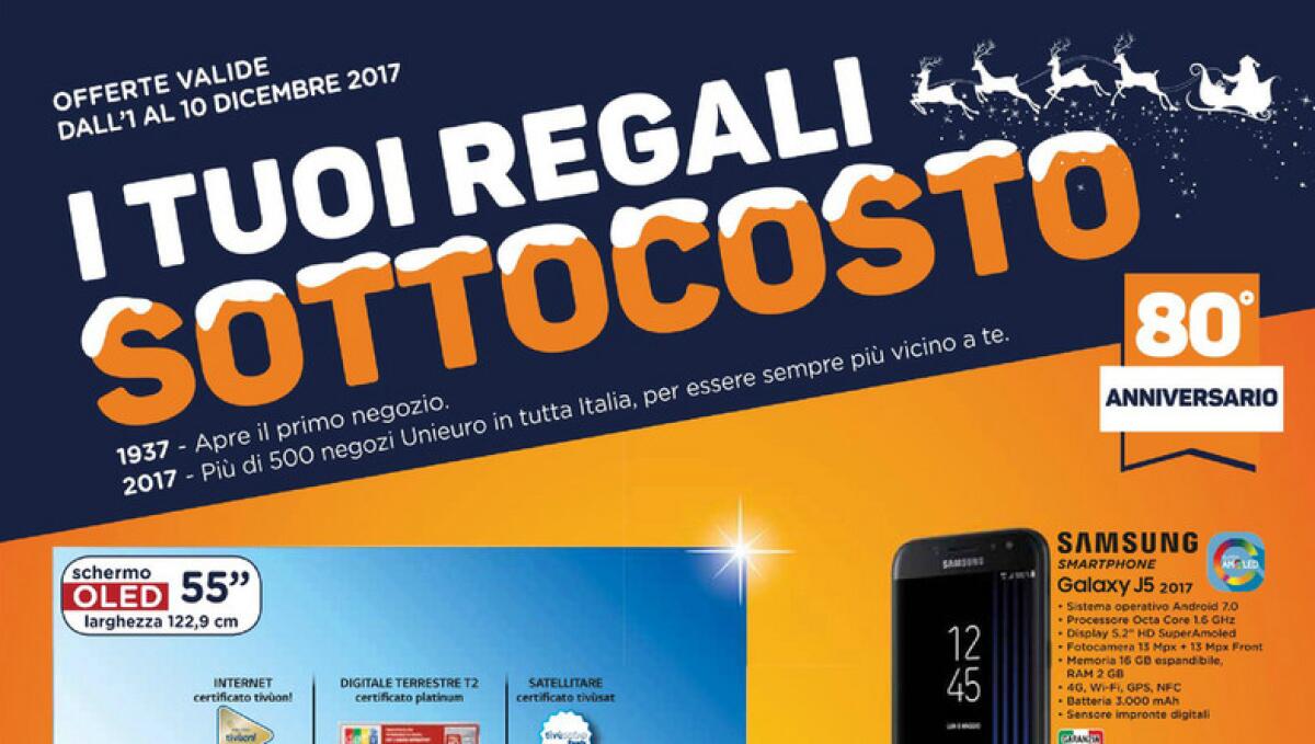 Volantino SOTTOCOSTO Unieuro 1-10 Dicembre 2017 - 