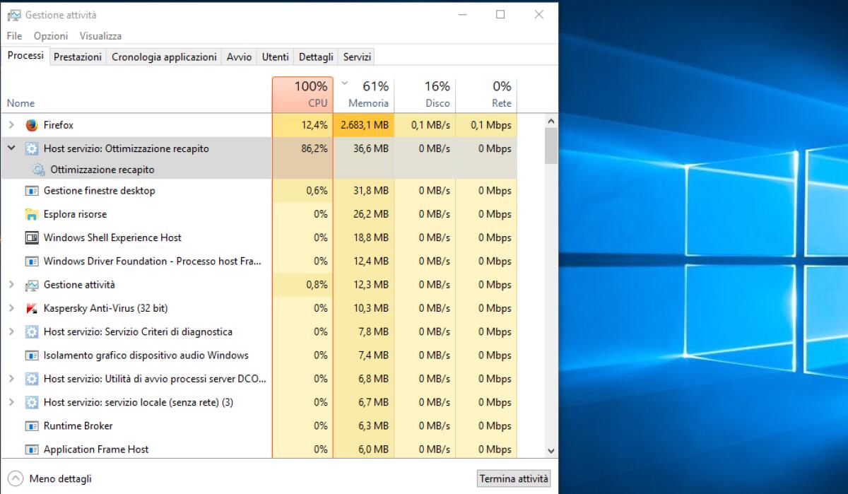 Internet e computer lenti con Windows 10? Disattiva l'Ottimizzazione di Recapito - 