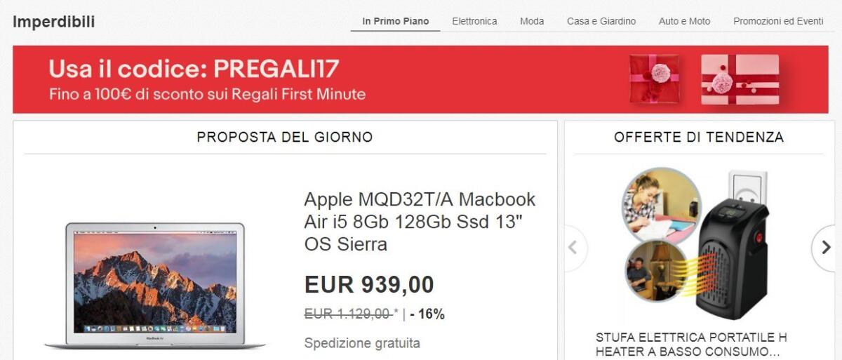 10% di sconto su tantissimi prodotti su eBay con questo codice sconto - 