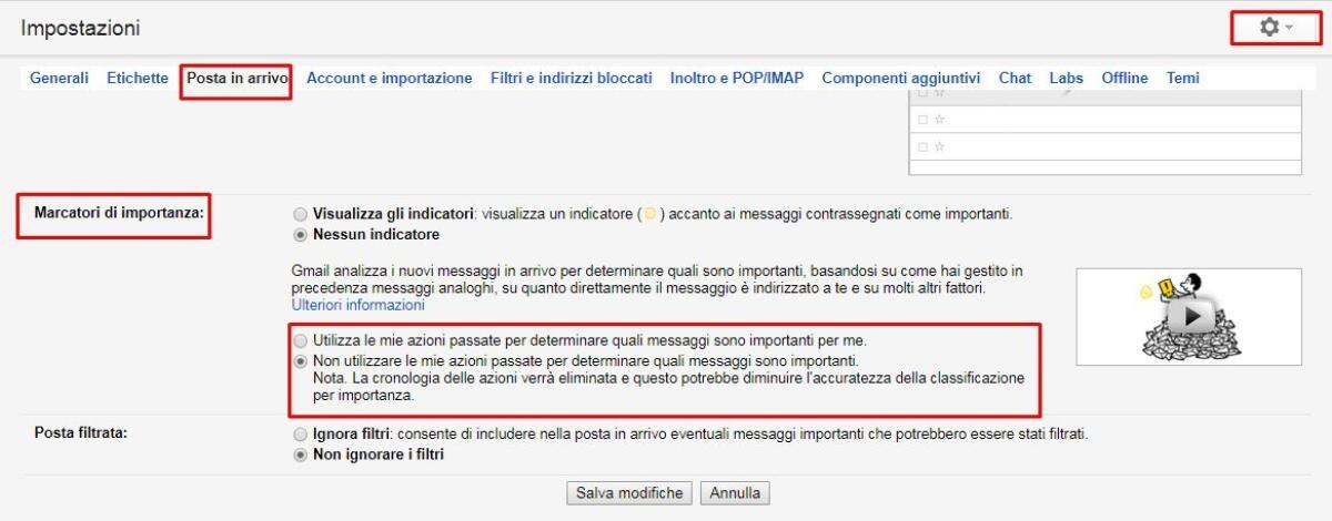 Disattivare Indicazioni di Importanza su GMail: Segnare Mail Importanti su GMail - 