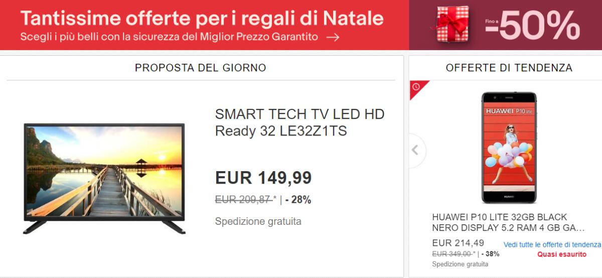 Il Regalo di Natale lo fai su eBay: Sconti fino al 50% su tanti prodotti - 