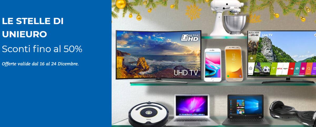Le Stelle di Unieuro: Sconti fino al 50% su tanti prodotti fino a Natale - 