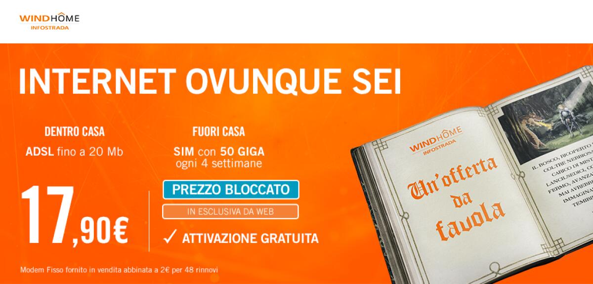 Wind Home: ADSL 20MB e SIM con 50GB a soli 17,90 per sempre - 
