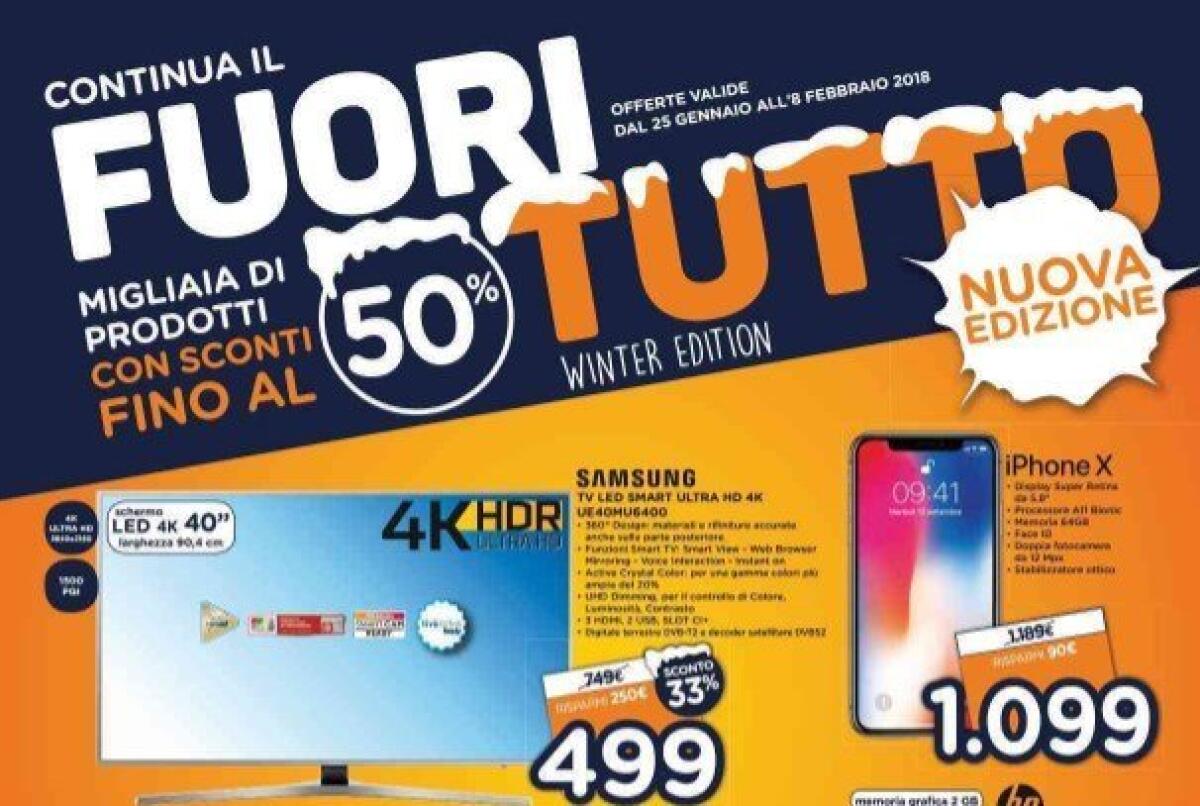 Continua il FUORITUTTO di Unieuro valido fino all'8 Febbraio 2018 - 