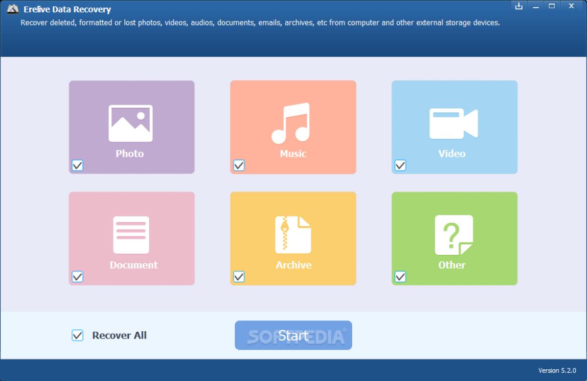 Recupera tutti i tipi di file persi o cancellati come foto, documenti, video - 