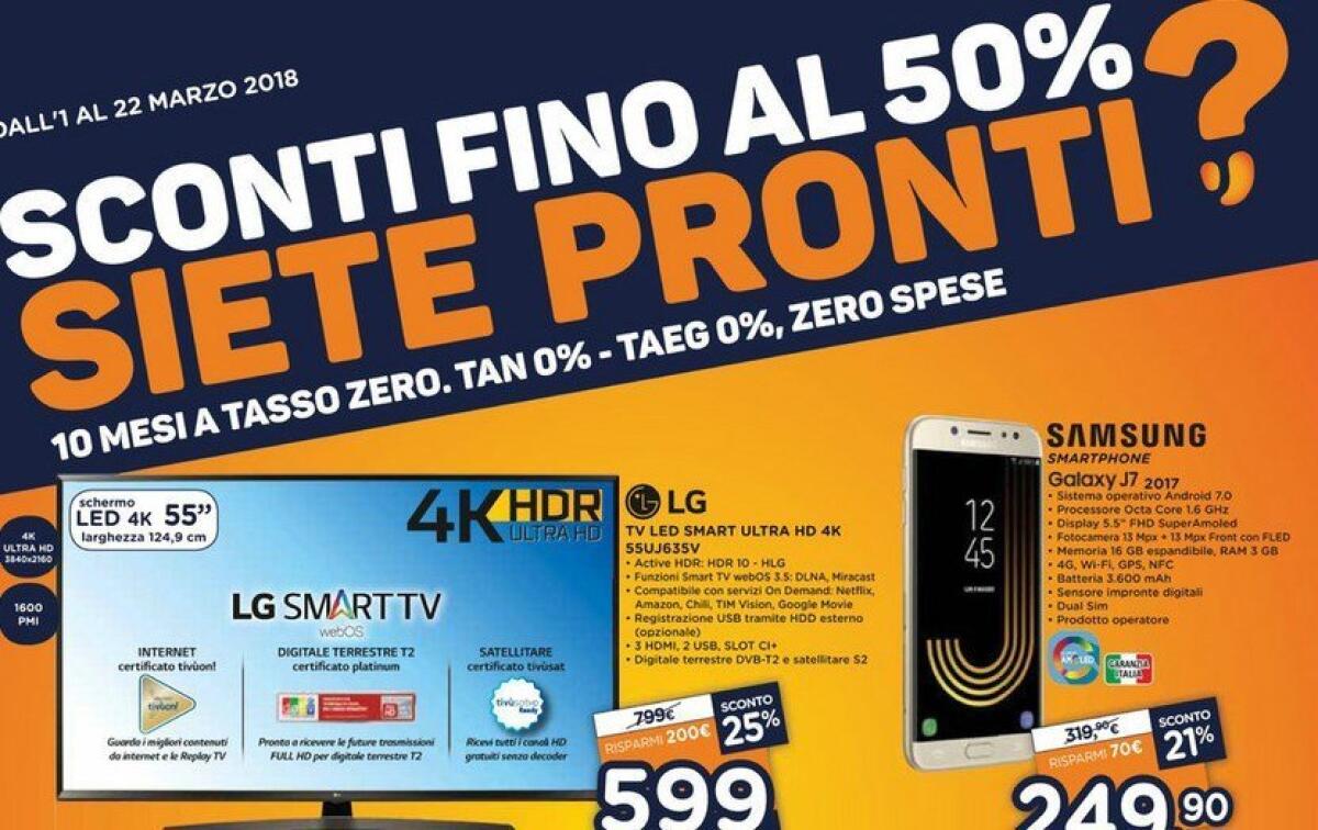 Sconti fino al 50% nell'ultimo volantino Unieuro di Marzo 2018 - 