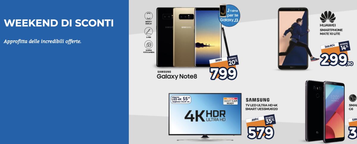Su Unieuro.it c'è il WEEKEND DI SCONTI: Note 8, G6, Mate 10 Lite e TV in super sconto - 