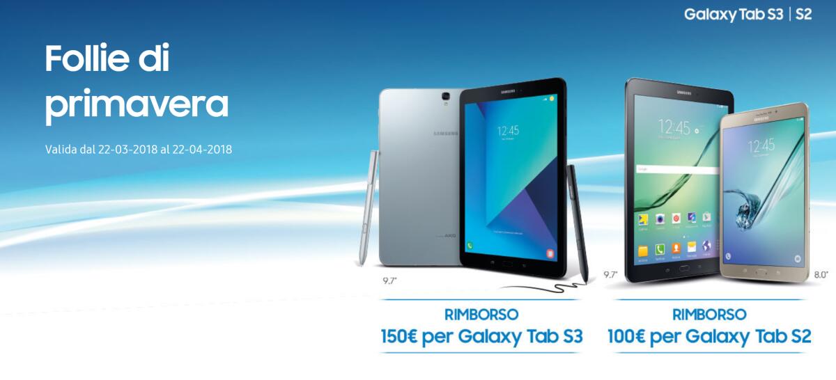 Acquista un Galaxy Tab S3 o S2 e Samsung ti rimborsa 150 euro - 