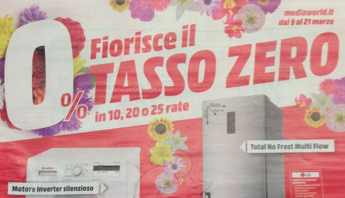 MediaWorld lancia il Tasso Zero in 10, 20 o 25 Rate [Marzo 2018] - 