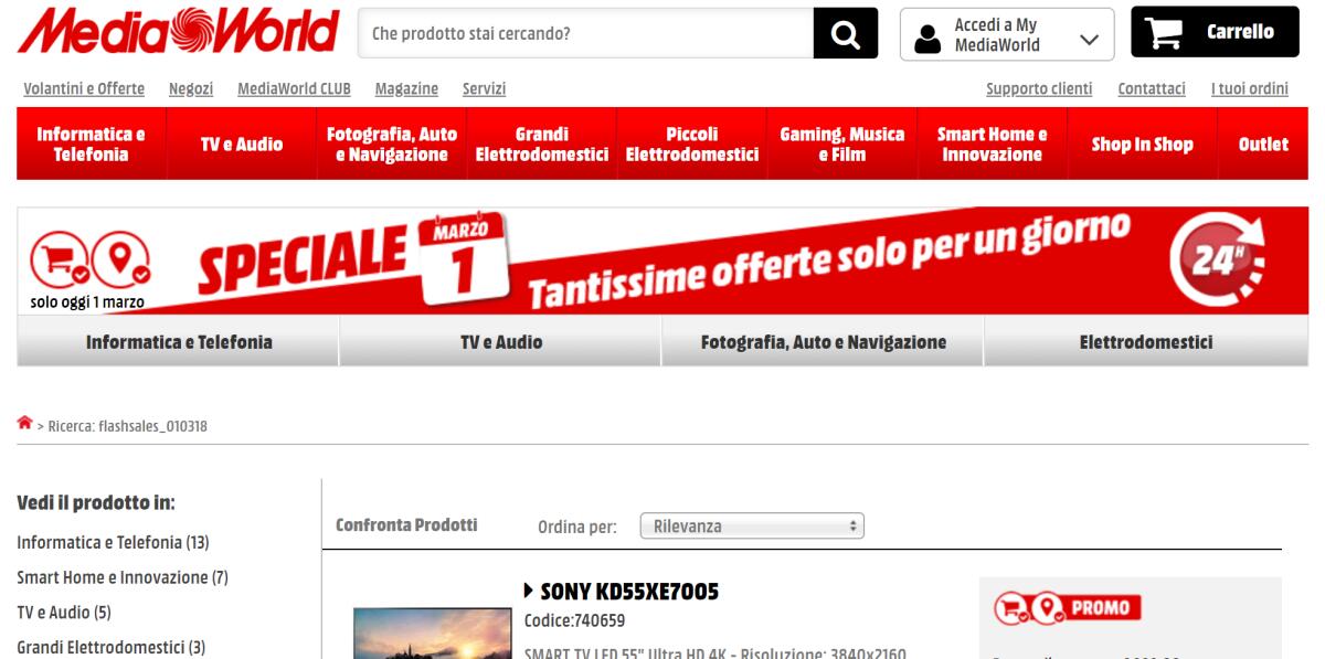 Tanti sconti sul sito MediaWorld fino a mezzanotte - 